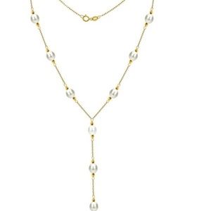 Woman's Gold  Cultured freshwater pearl Necklace